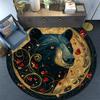 Black Bear Round Area Rug,Carpet Rug for Living Room Bedroom Sofa Playroom Decor,Non-slip Floor Mat