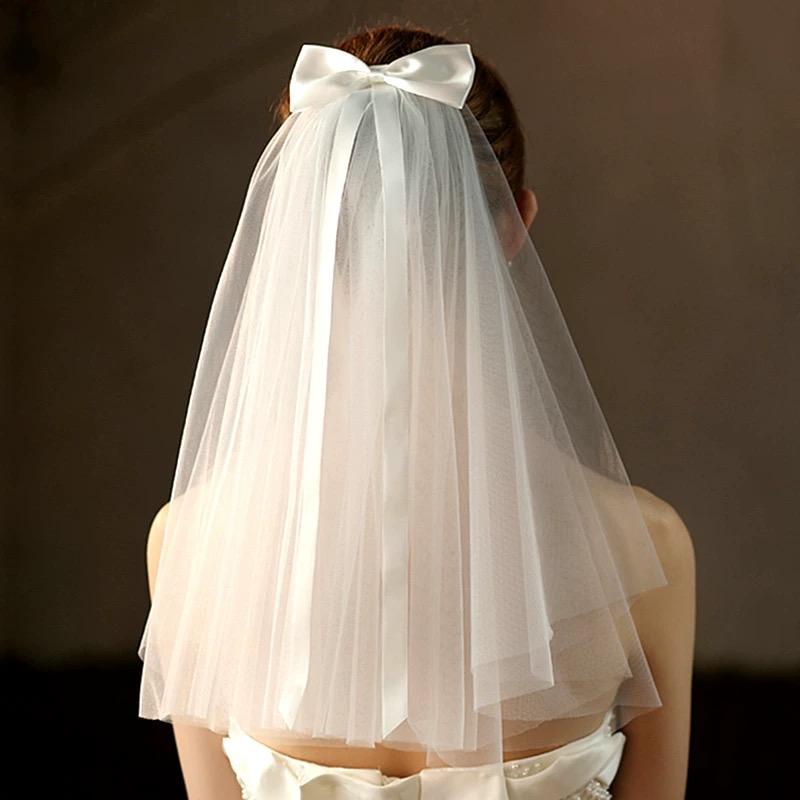 WTEMPO 1pz White Bow Headwear da Sposa Elegante di Alta Gamma Headwear per Abito da Sposa Look da Matrimonio