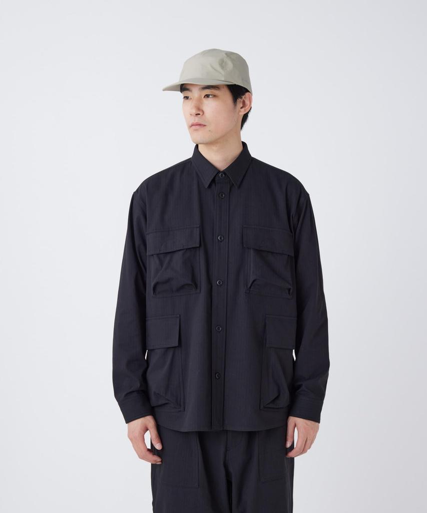 TAKIBI Herringbone Shirt Jacket Outerwear Jacket BLACK M [Snow Peak] SH-26SU004 Men's Women's