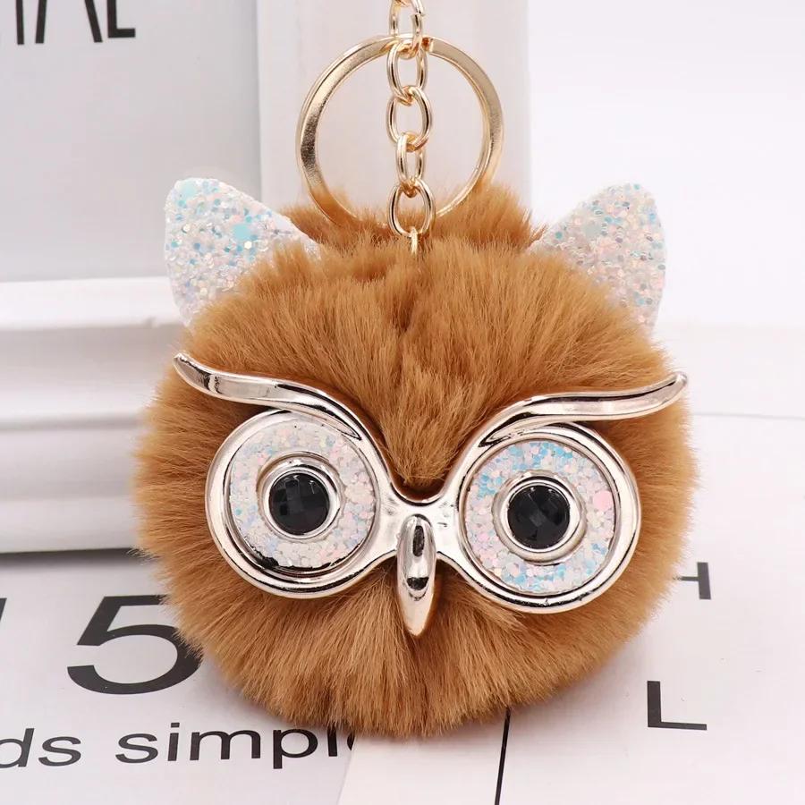 Creative Cartoon Owl Keychains Cute Big-eye Owl Gold Color Buckle Girl's Funny Keychain Handbag Ornament