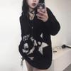 Gothic Skulls Džemperis Grunge Tumša Estētika Trikotāžas Džemperis V veida kakla izgriezumā Harajuku Brīvs Mohēras Pulovers Emo Alt Trikotāža Y2k