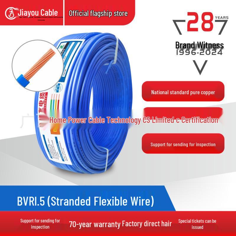 Jiayou BVR Multi-Strand Soft Copper Wire for Home Decoration (1/2.5/4/6 Sq mm)