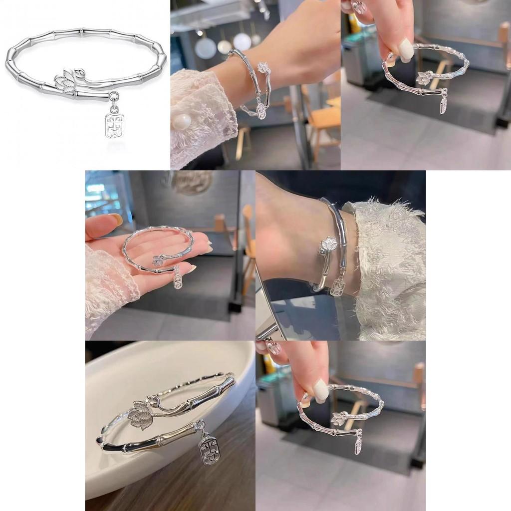 Elegant Alloy Lotus Bamboo Bracelet Stylish High-end Bangle Summer 2024 Jewelry