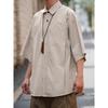 Hong Kong Style Retro Short Sleeved Shirt Men's Summer Japanese Loose Workwear Casual Five Quarter Sleeved Top Jacket