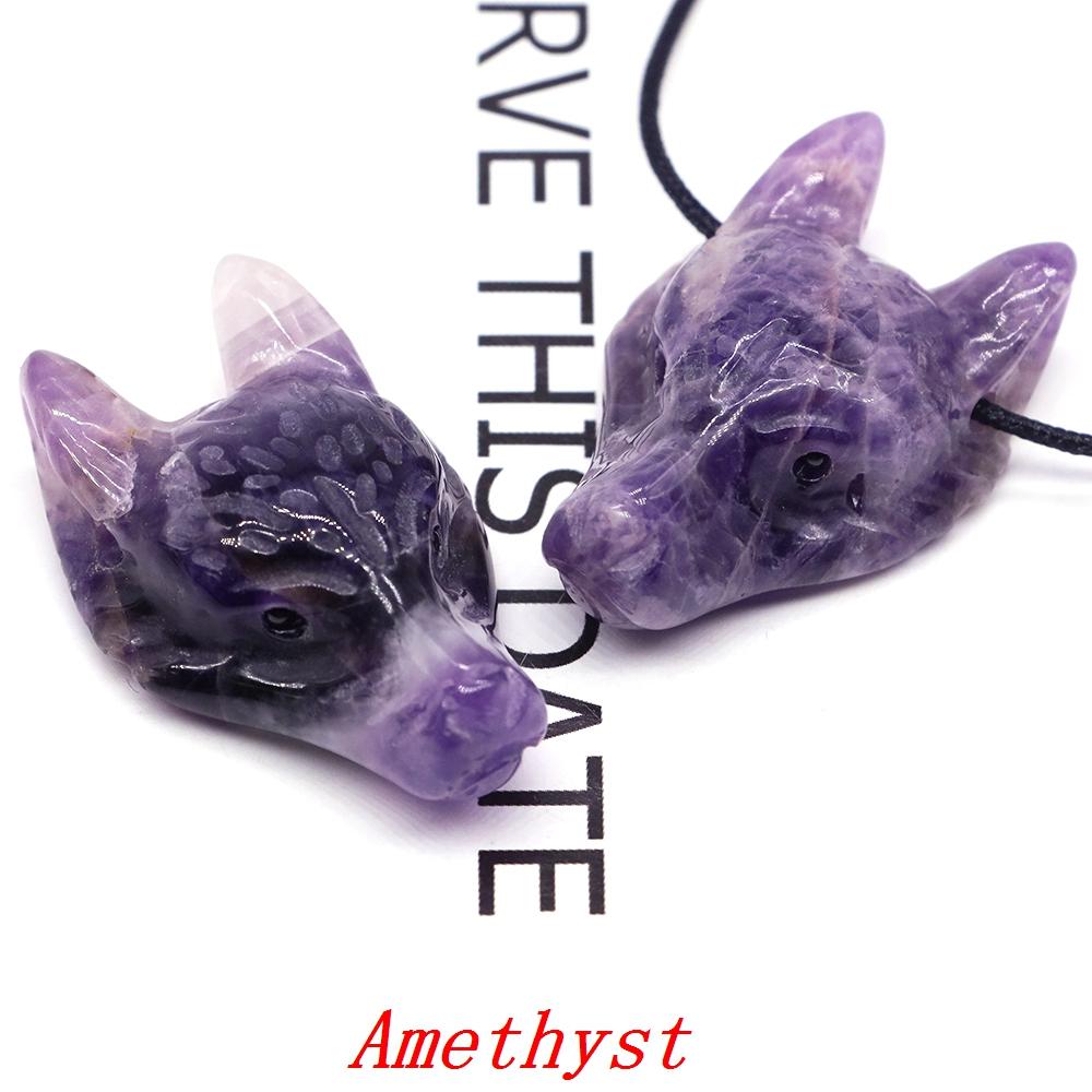 Testa di Lupo in Pietra Naturale da 1,5" Cristallo Curativo Reiki Animale Scolpito a Mano Statuetta Decorazione in Pietra Preziosa Fai da Te Accessori per Gioielli Regali