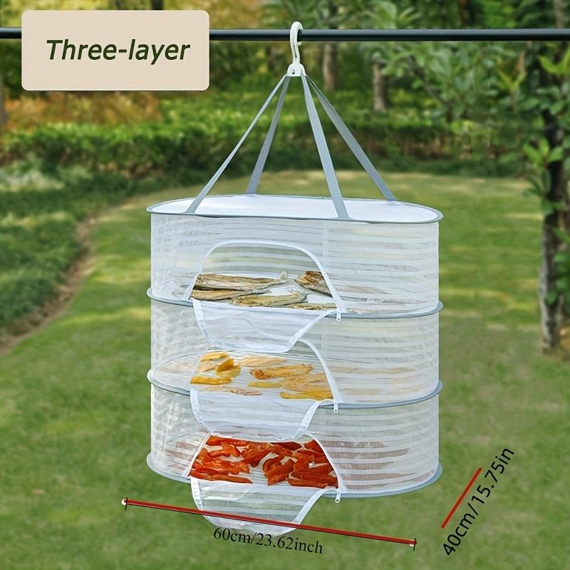 3-layer Foldable Mesh Drying Rack | Space-Saving Hanging Dryer for Fish, Vegetables & More | Ideal for Balcony Storage & Mother's Day Gift