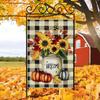 Charming Autumn Garden Flag - Double-Sided with Pumpkin, Maple Leaf & Flowers Design, Perfect for Thanksgiving Outdoor Decor, Durable Polyester