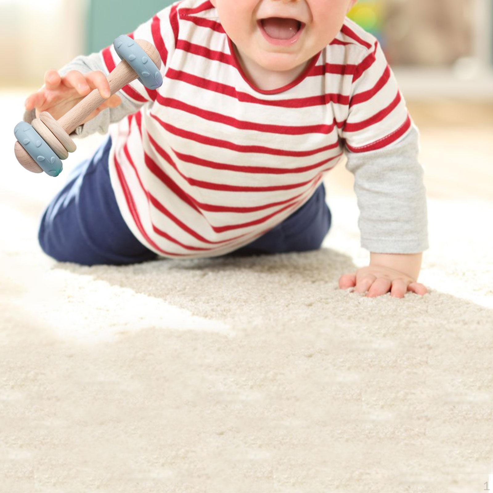 

Младенческая жевательная ручная погремушка для прорезывания зубов детская развивающая игрушка из дерева цветная Blue