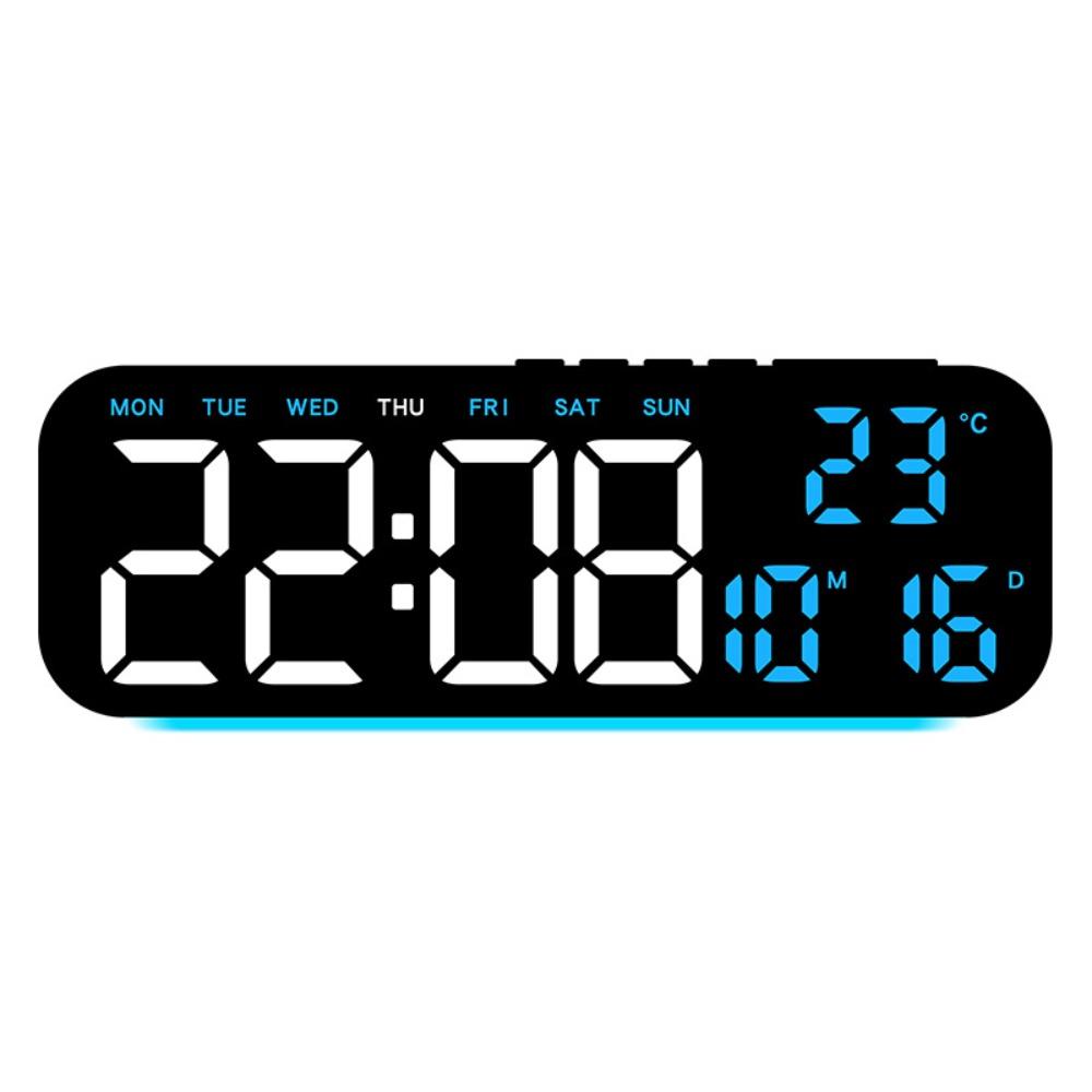 Wall-mounted Electronic Wall Clock Temperature Date Digital LED Clocks 12/24H Multi-functional Display Clock for Bedroom