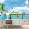 3d Photo Wallpaper Mediterranean Beach Rainbow Scenery Mural For Living Room Bedroom Background Wall Paper
