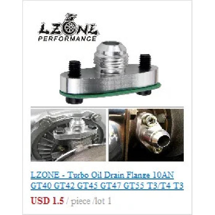 LZONE - AN4 Male Turbo Oil Feed Inlet Flange Adapter Kit w/Gasket For T3 T4 T04 T04B T04E JR-OFG31
