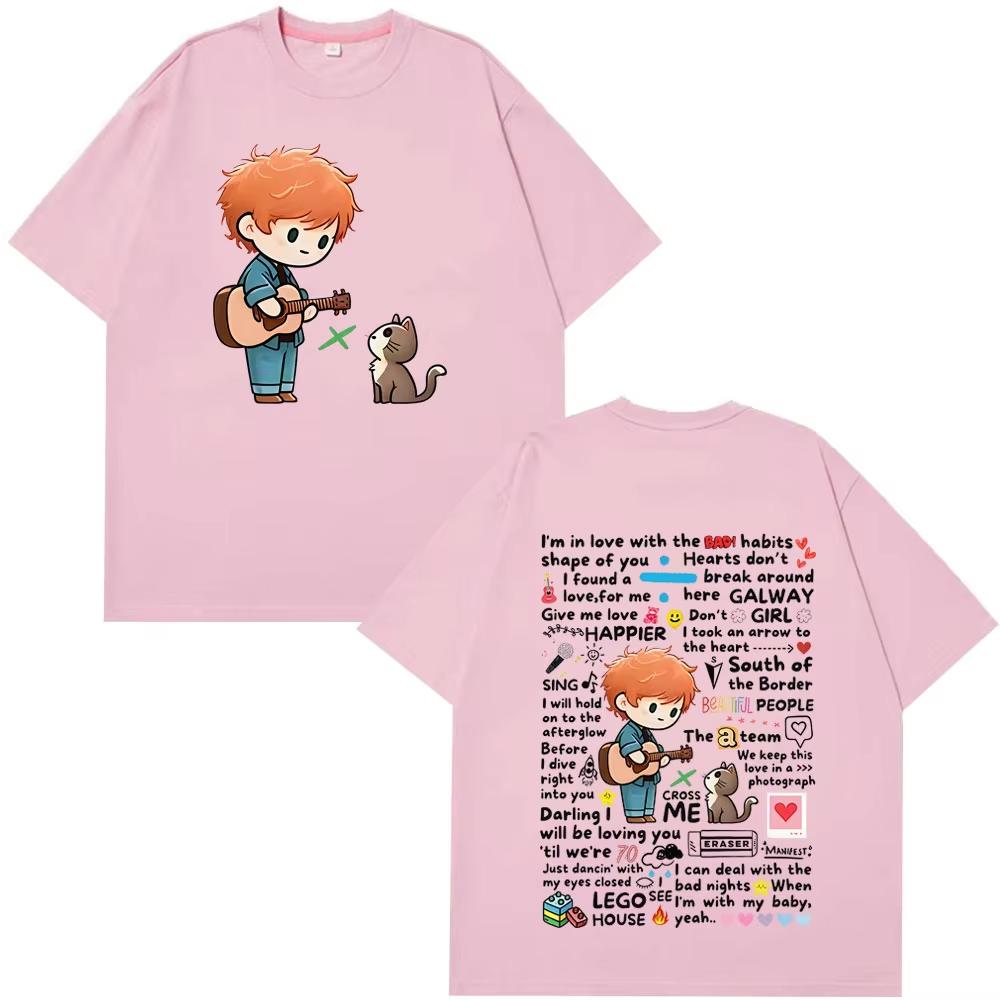 Vintage Tshirt Ed Sheeran European Tour 2026 Graffiti Pattern T Shirt Men Women Summer Pure Cotton Short Sleeve Fashion Top