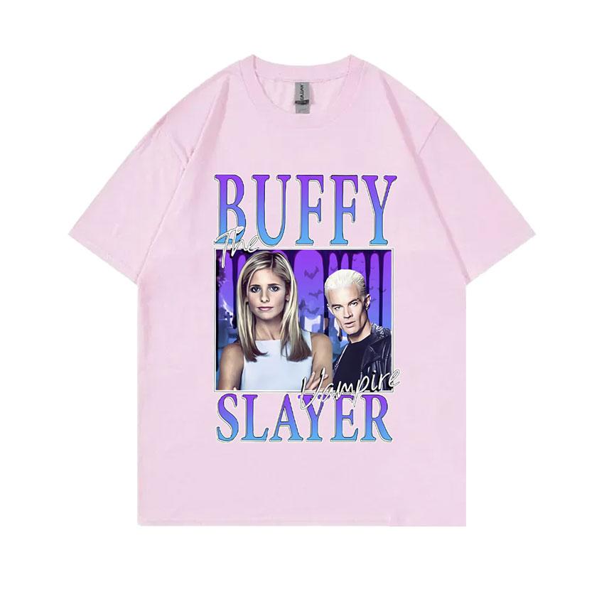 Tv Series Buffy The Vampire Slayer Graphic Tshirt Male Fashion Casual Loose T Shirts Unisex Women Vintage Oversized Ocollar Tees