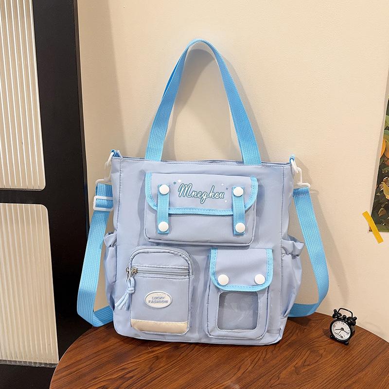 College Style Female College Student Large-capacity Contrasting Color Computer Travel Bag Lightweight Shoulder Messenger Bag Leisure Bag