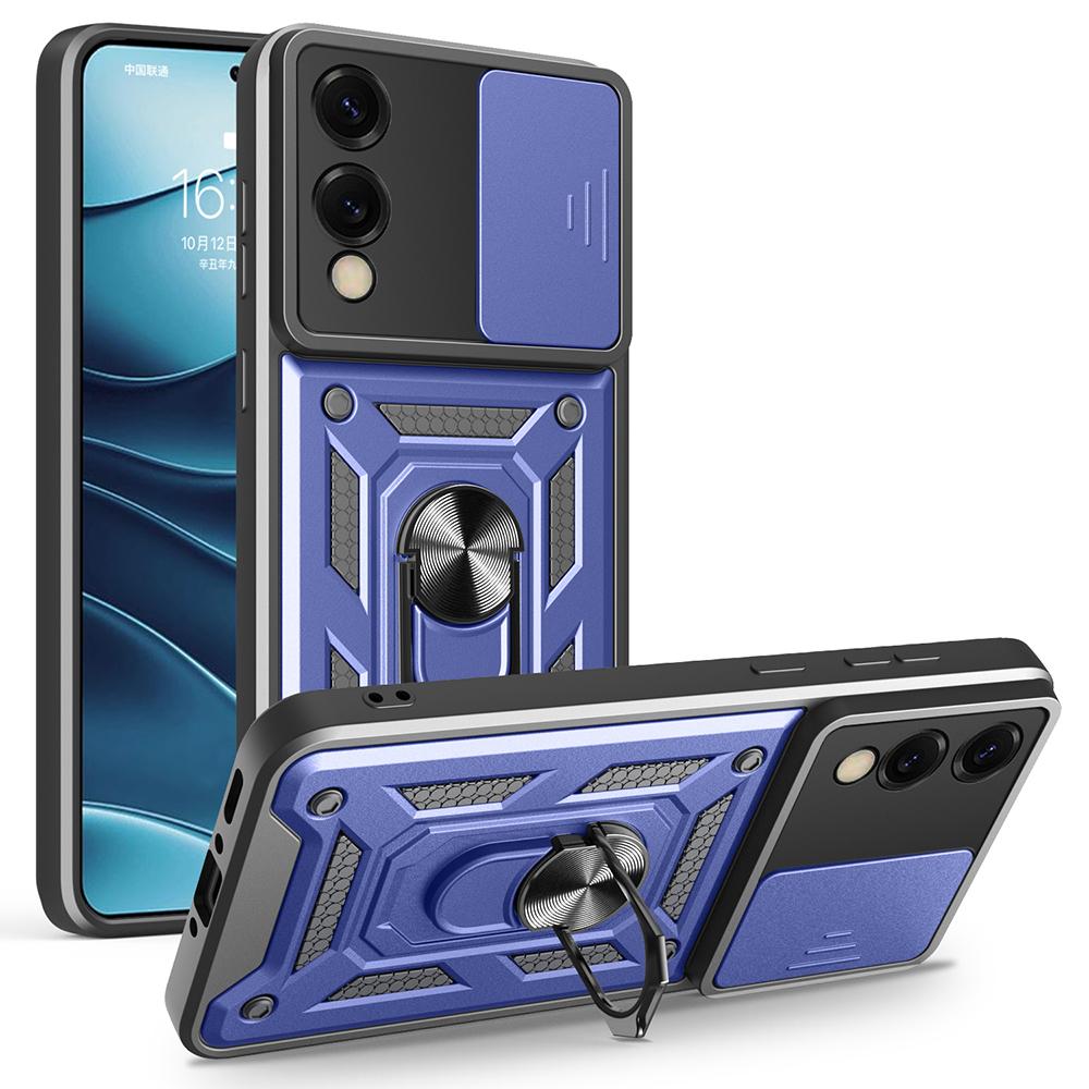 AMORUS For Samsung Galaxy S25 Edge Case Kickstand PC+TPU Phone Cover with Camera Lens Slider