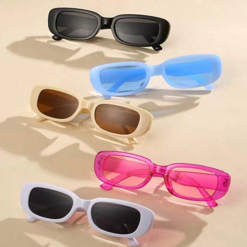 5Pcs Women Black White Gray Tortoiseshell Plastic Frame Small Square Shaped Beach Sunscreen Fashion Sunglasses