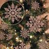 Yousheng 36 Pcs Christmas Snowflake Ornaments Glittered Snowflake Hanging Decoration for Christmas Indoor Winter Wonderland Decor