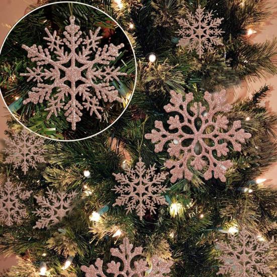 36 Pcs Christmas Snowflake Ornaments Glittered Snowflake Hanging Decoration for Christmas Indoor Winter Wonderland Decor