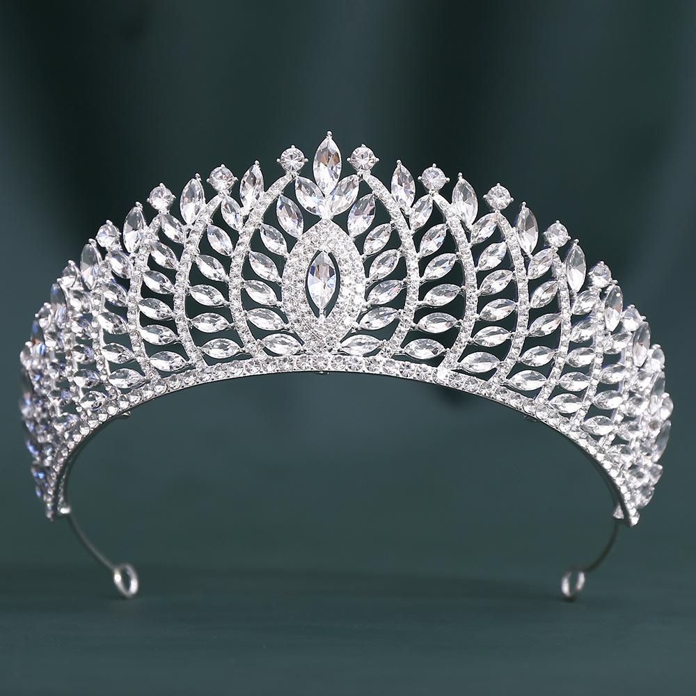 Bridal Rhinestone Crown Wedding Dress Banquet Headgear Stage Performance Crown Headband High Crown Accessories adjustable