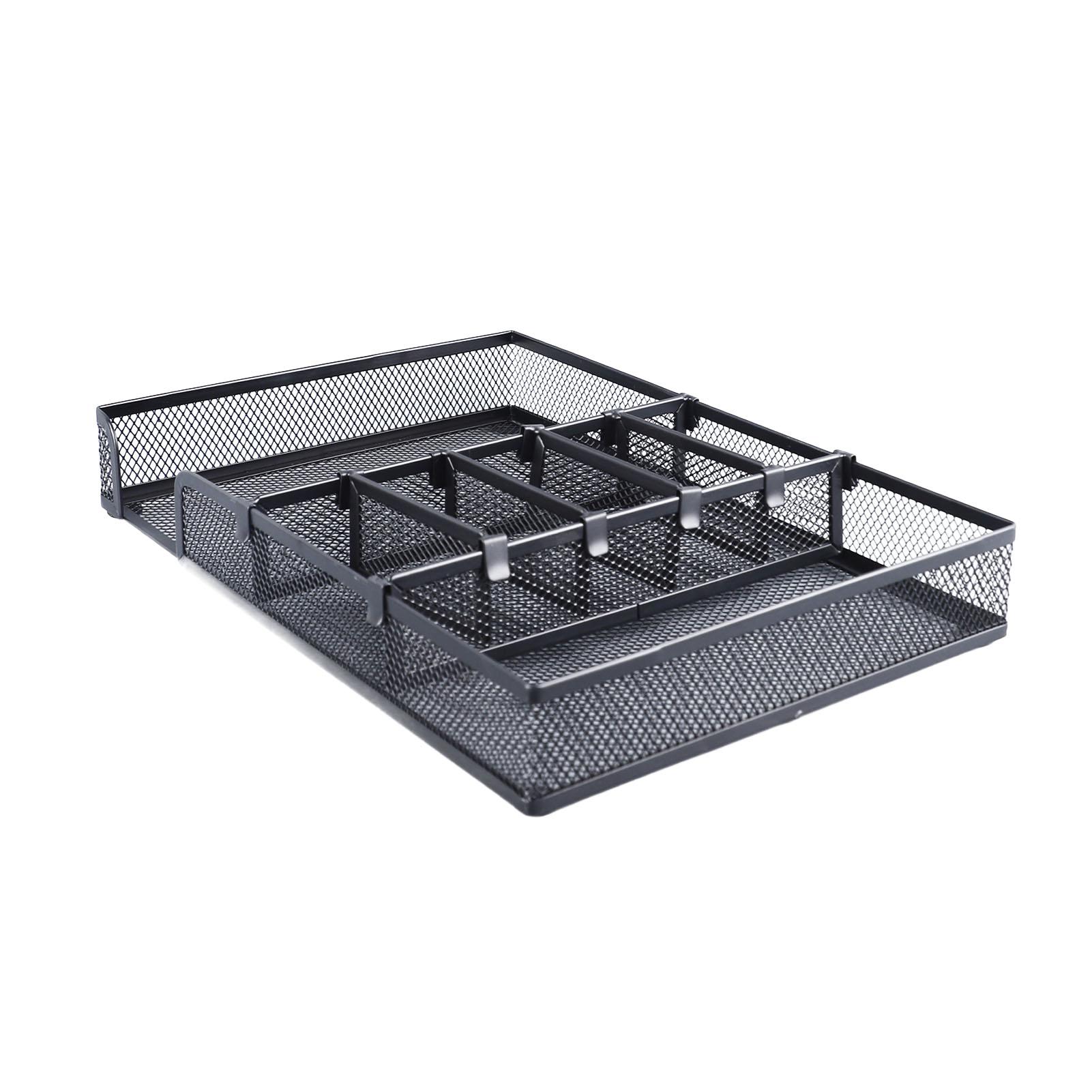 

Desk Organizer Tray DIY Stable Prevent Slip Metal Mesh Desktop Storage Tray for Home School Office Supplies