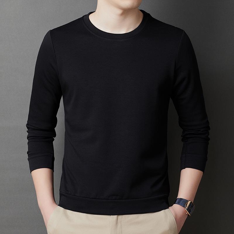 Spring and Autumn Long-sleeved T-shirt Men's Round Neck Simple Solid Color T-shirt Bottoming Shirt Cotton Sweatshirt Casual Shirt Top Clothes