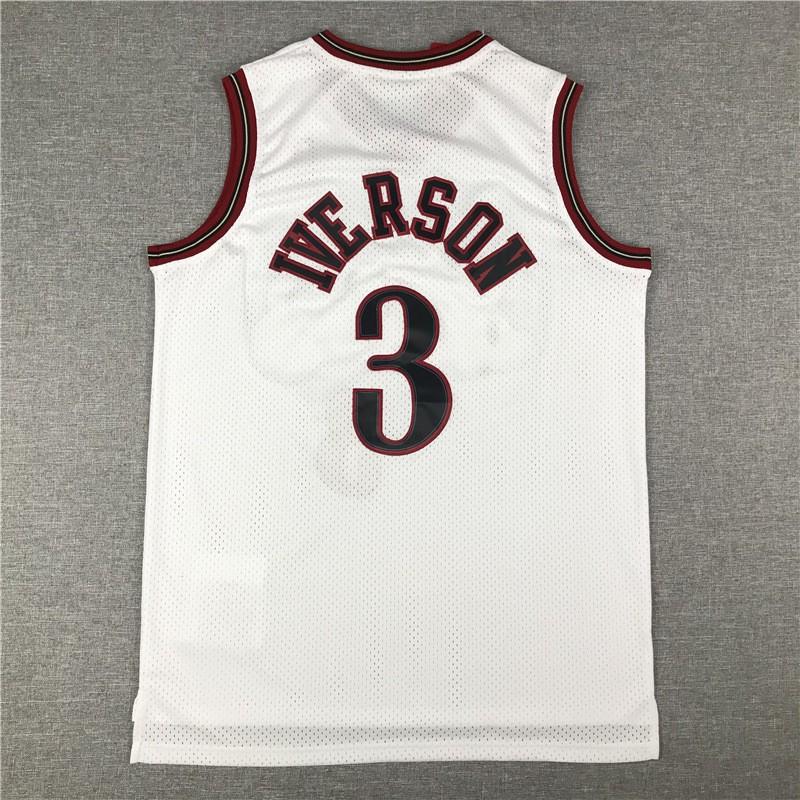 Philadelphia 76ers Allen Iverson 3 Authentic Stitched Mesh Basketball Jersey Men Women Sportswear
