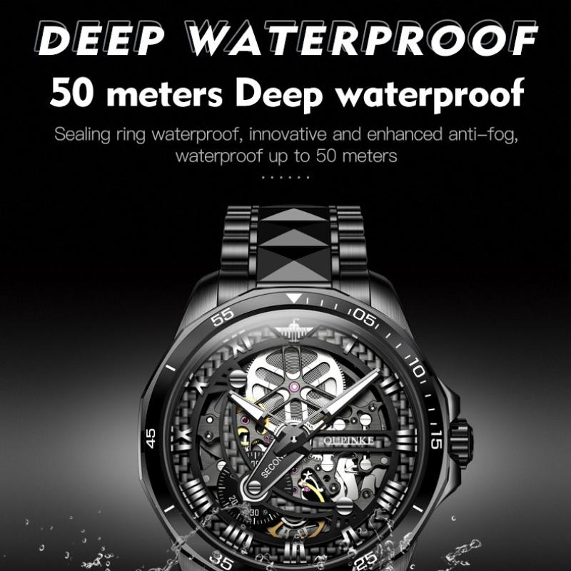 OUPINKE Men's Watch Automatic Mechanical Watch Hollow Tourbillon Waterproof High-end Watch