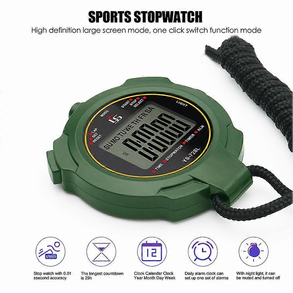 Sports Stopwatch Digital Handheld Sports Stopwatch Night Light Code Table