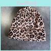 Hat Knit Fashion With Leopard Print Design Suitable For Daily Cold Seasons