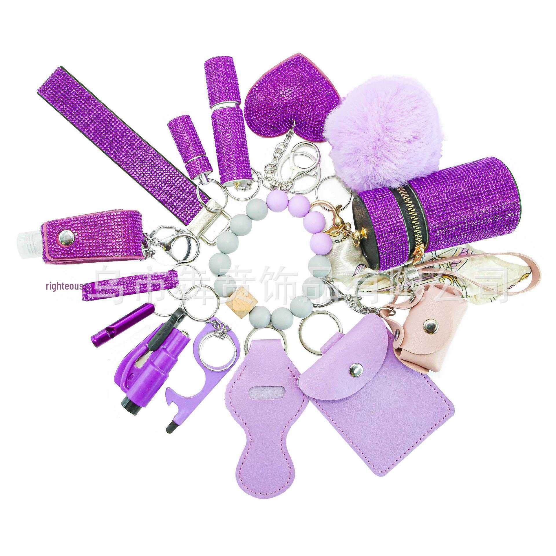 

Набор из 15 портативных брелоков с бриллиантами – Стильная коллекция аксессуаров фиолетовый