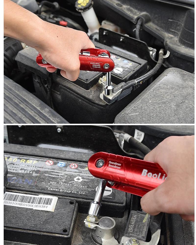 5-12mm Folding Socket Wrench Set Aluminum Alloy Handle Multifunction Household Portable 6 In 1 Hand Tools Combination Metric