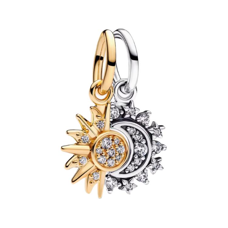 Pandora Sun And Moon Pendant Women pendant Gold Silver 763585C01 Box