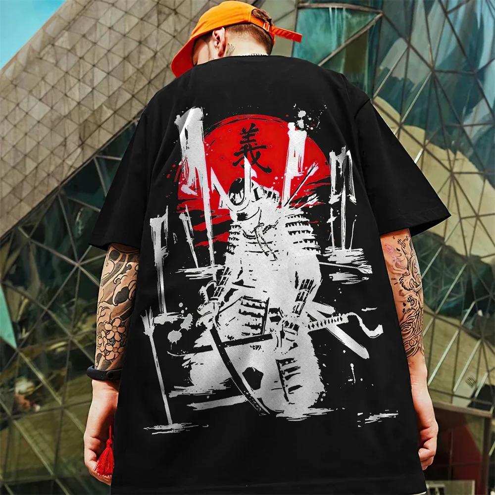 3d Japanese Samurai Print Men's T-Shirt Summer Fashion Casual T-Shirt For Men Street Trend Oversized Tees Half Sleeve Pullover