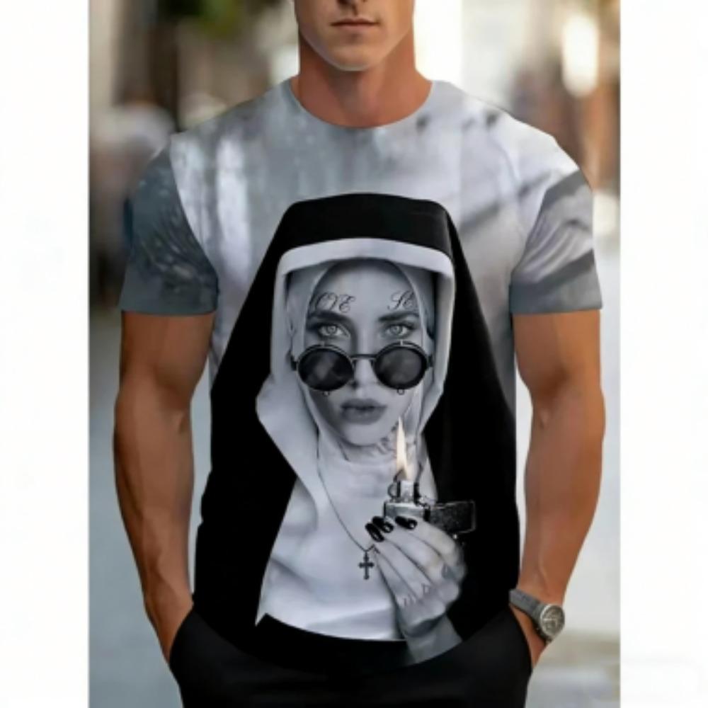 

Summer Fashion Nun 3D Printed T-Shirt For Men Cool Pattern Tees Summer Casual Round Neck Short Sleeve Tops Street Tee Shirts XXS