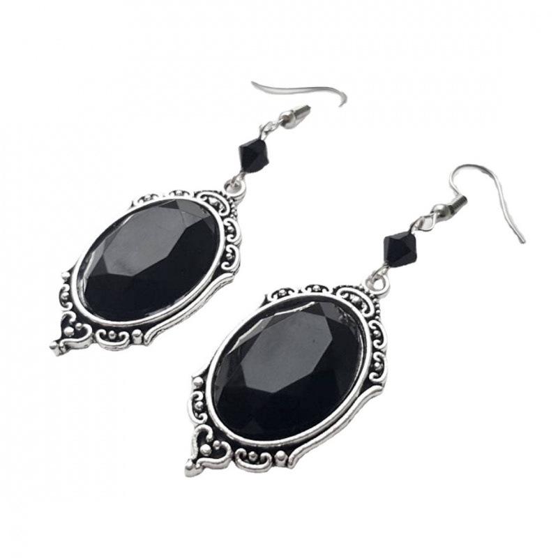 Jun'an Gothic Black & Red Crystal Halloween Earrings