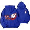 Cute Cartoon Flying Reindeer Santa Claus Graphic Unisex Hooded Sweatshirt, Loose-fit Winter Xmas Streetwear