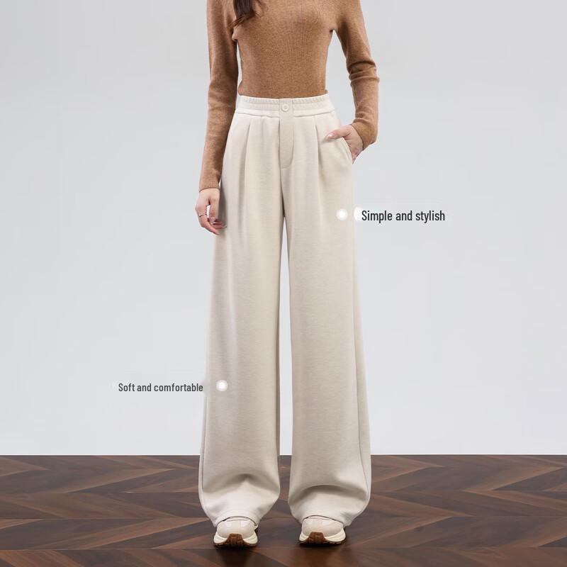 HSTYLE Women's Acetate Wool Blend Relaxed Wide-Leg Pants