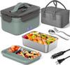 Electric Heated Lunch Box 2-Pack, Portable 12V/24V/110V, Stainless Steel Container with Fork Spoon for Work/Car