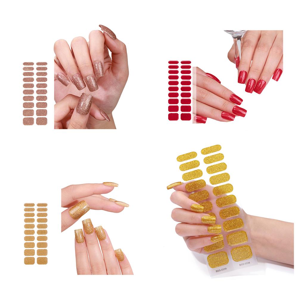 Gel Nail Polish Stickers Full Wraps Nail Stickers UV/LED-Lamp Required Cured Gel Nail Strips for Women Girls