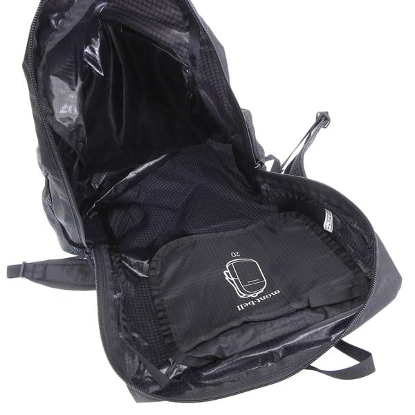 Montbell Men's and Women's Backpack, Nylon Khaki, Pocketable Light Pack 20, 1133471, A4 Compatible (Black (BK))