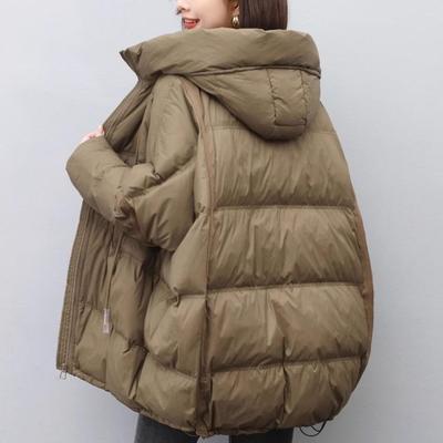 2024 Winter Women's Down Jacket Mid Length Plus Size Thickened White Duck Down Coat Loose Fit for Middle Aged Moms