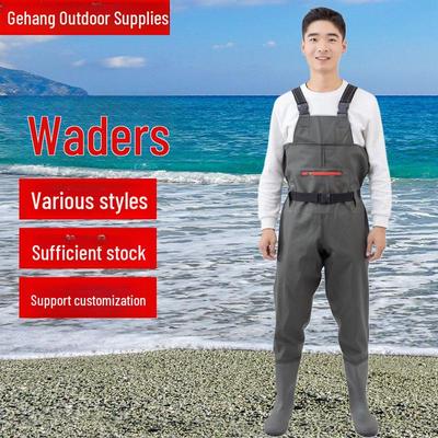 Green PVC Fishing Waders with Pockets