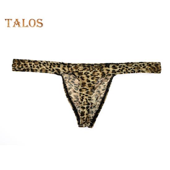 Herren-Tanga, sexy, tief sitzende, schmal geschnittene Slips mit Leopardenmuster, hohe Elastizität, atmungsaktives Höschen, bequemes Tragen für den Alltag
