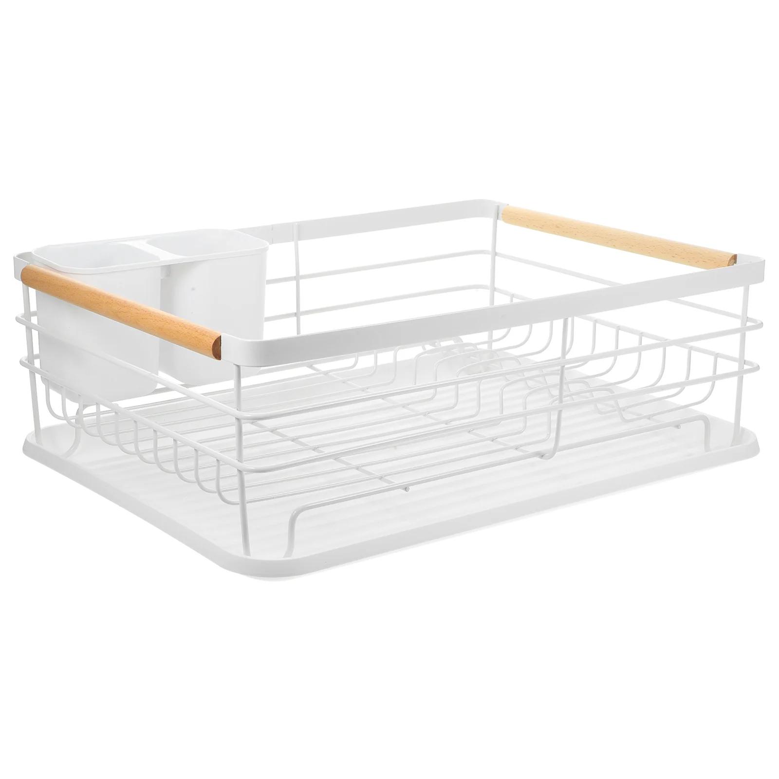 Dish Drying Rack Kitchen Countertop Dish Rack Bowl Utensil Drainer Organizer белый