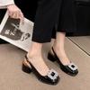 Comemore Thick Heel Sandals Rhinestone Decoration Female Shoes Slip-on Casual Shoes Women Summer New Women's Sandalias