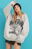 Women's Sweatshirt New Season Fashion Black Hooded Letter Printed College Sweatshirt with Fleece Inside