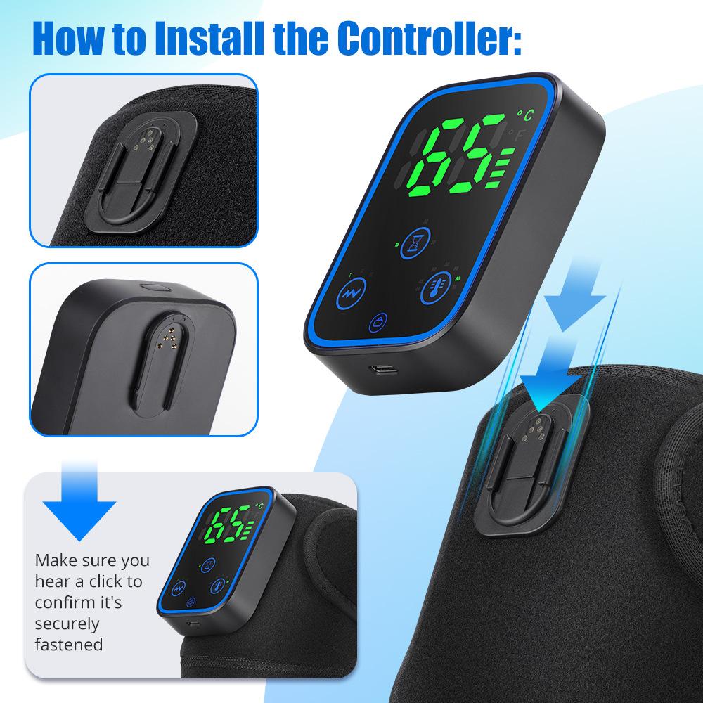 Portable Wireless Hot Compress Vibration Knee Massager with APP Control Knee Shoulder Elbow 3-in-1 Relieve Joint Pain and Pressure