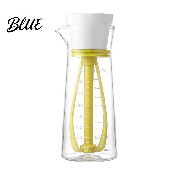 Salad Dressing Blender Glass Oil Dispenser with Built-In Mixer Leak-Proof Quick Bottle Easy-Clean Dishwasher Safe Condiment for Kitchen Grilling