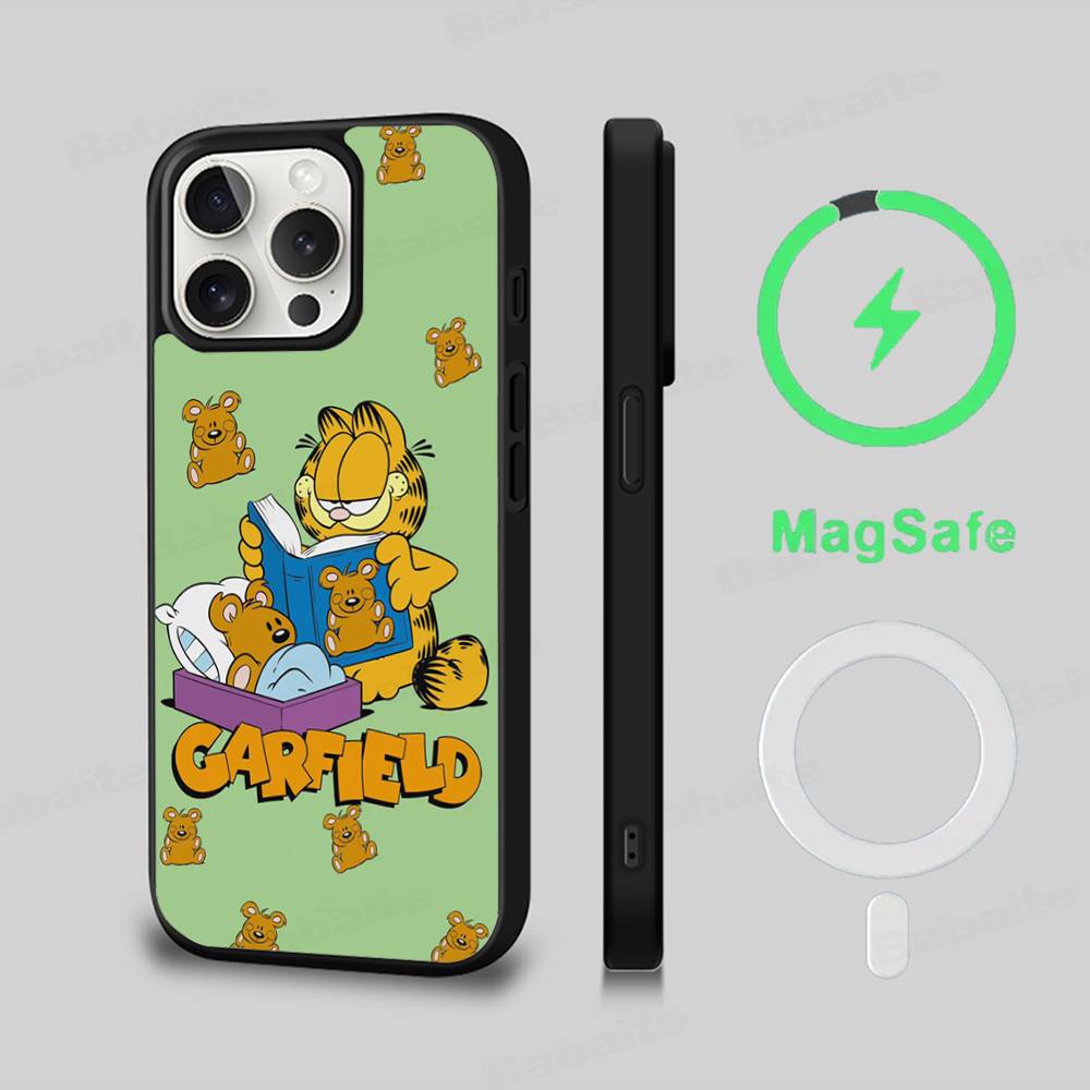 Classic Vintage Anime G-garfields Cat Phone Case Magnetic Case For IPhone 16 14 13 15 Pro For Magsafe Wireless Charge Cover
