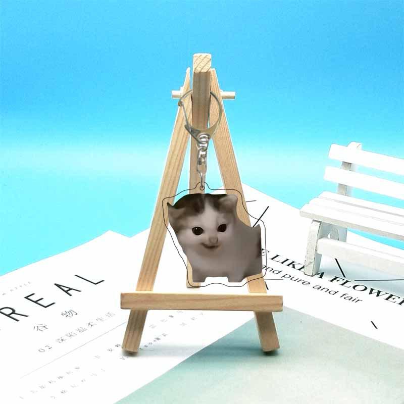 Abstract Cat Meme Emoji Acrylic Keychain